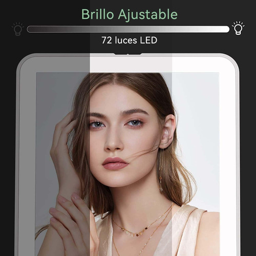 Espejo Para Maquillaje Con Luz Y Espejos Portatil Recargable