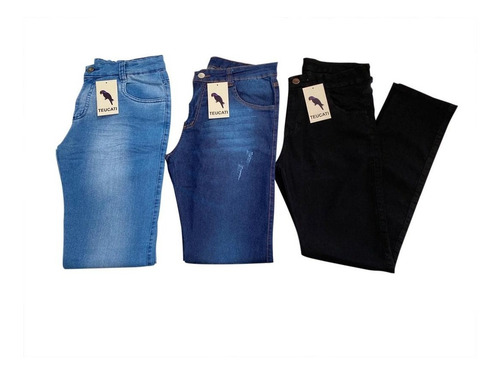 Kit 3 Calça Jeans Masculina Slim Original Elastano Lycra