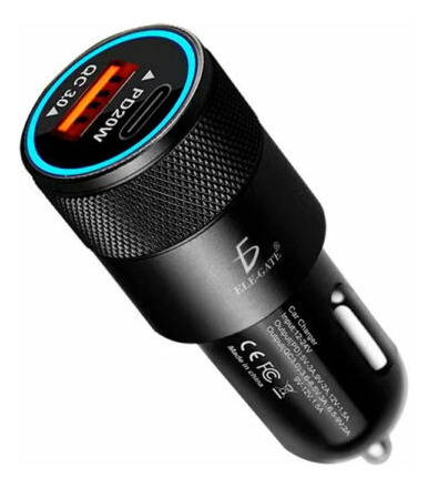 Turbo Cargador Qc3.0 Auto 2 Usb Carga Rápida Pd Tipo C 20w