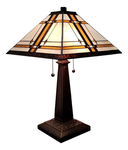 Lámpara De Mesa, Diseño De La Misión, Estilo Tiffany, Il.