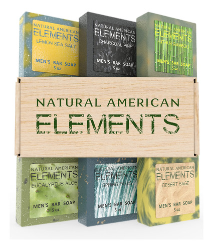 Natural American Elements - Jabn De Barra Para Hombre, 100%