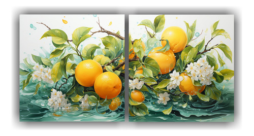 120x60cm Cuadro Moderno Época A Árbol Naranja Amarillo Y V