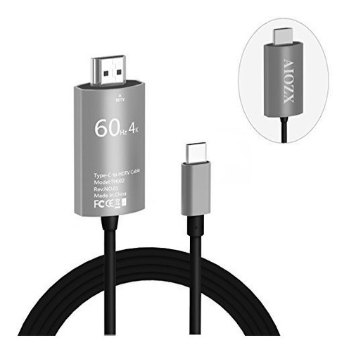Cable Aiozx Usb C A Hdmi 4k 60hz 66 Pies Tipo C A Hdtv Adapt