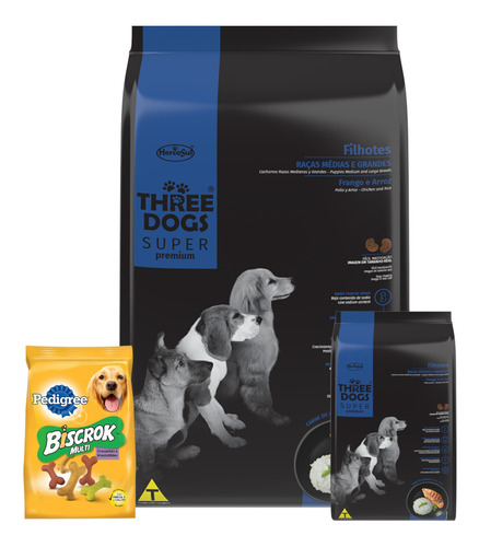 Three Dog Cachorros Super Premium 15+2 Kilos