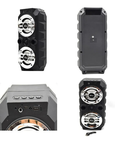 Imagen 4 de 7 de Parlante Bluetooth Portátil Karaoke Luces Led Colores 10w