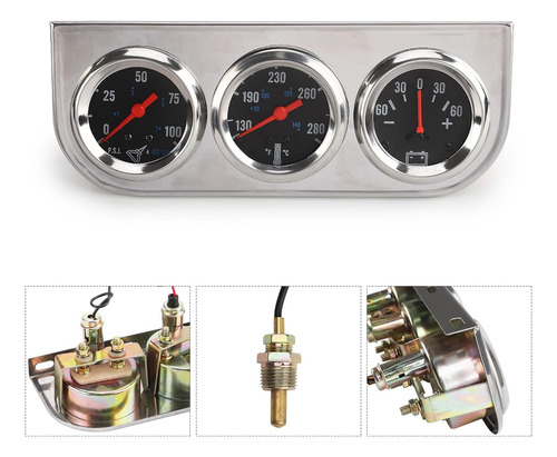 Kit De Medidor Triple De 2 52 Mm Panel Cromado Medidor De A