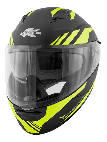 Casco Rebatible Moto Viaje Doble Visor Negro Amarillo Kappa