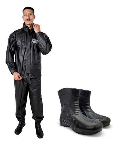 Capa De Chuva Com Bota Stradeiro Motociclista Masculina