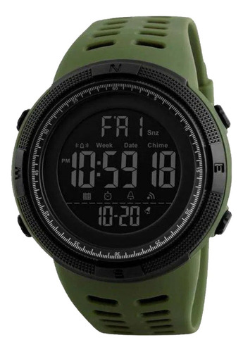 Reloj Deportivo Burk 1251 Luz Digital Cronometro Alarma ! Color de la malla Verde Color del bisel Negro