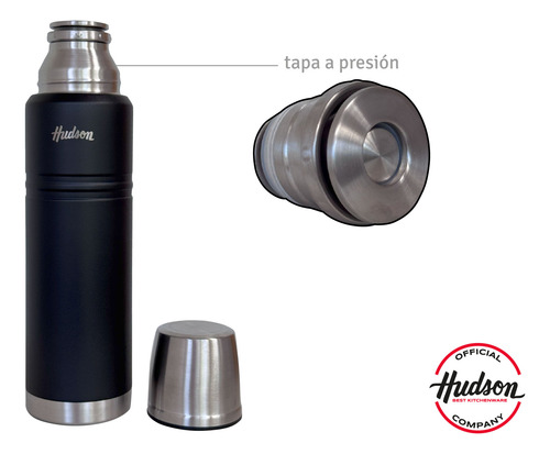 Termo 1 Litro + Mate Negro Vaso