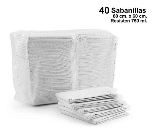 40 Protectores De Cama Sabanilla. Muy Absorbentes.  Blancas