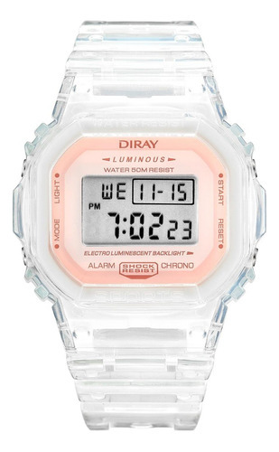 Reloj De Pulso Diray Para Mujer Dr218lct1 Color de la correa Rosa Color del bisel Rosa transparente