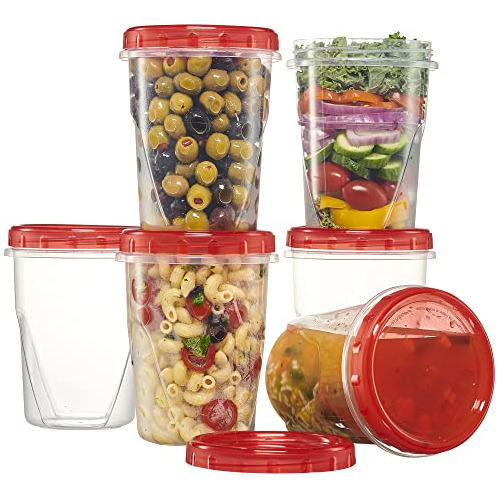 Plasticpro 6 Pack Twist Cap Food Storage Containers Wit...