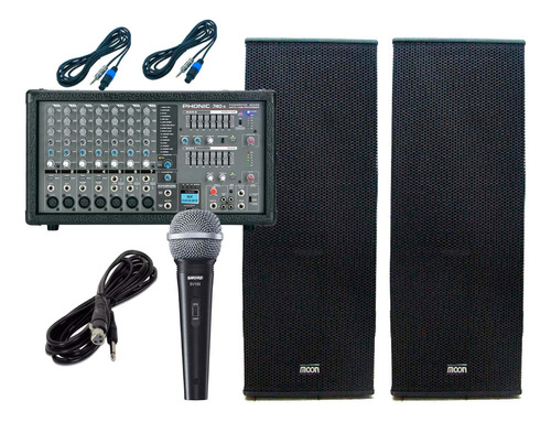 Combo Sonido Mixer Pot Usb + Cajas + Microfono Shure Prm
