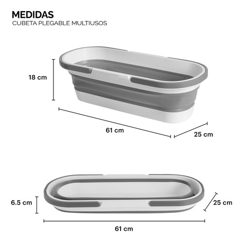 Cubeta Plegable Con Ruedas Cubo Rectangular Portátil Plegabl