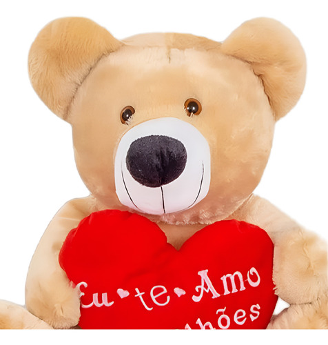 Urso Teddy 60 Cm Grande Pelúcia Eu Te Amo Mil Milhões Cor Doce De Leite