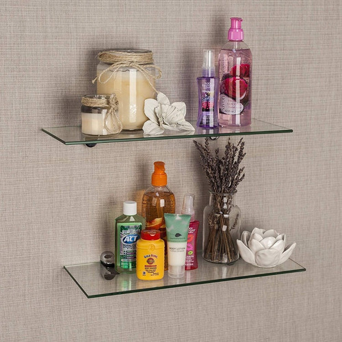 Set 2 Repisas De Cristal Rectangulares + Soportes - Calidad