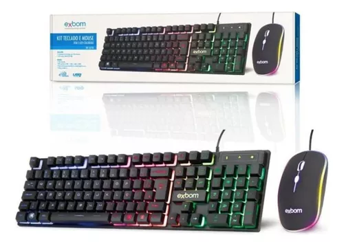 Mouse de Jogo 2400DPI Teclado Gamer Semi Mecânico Caixa de Som PC Black  Piano Gabinete Vidro Temperado - Hayom - Kit Gamer - Magazine Luiza