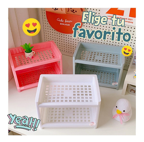 Imagen 3 de 7 de Estante Plastico Organizador 2 Niveles Baño Escritorio Mx-89