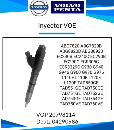 Inyector Volvo Penta Motores Ind Y Máq Pesada #20798114 Bqto