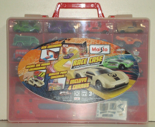 Imagen 1 de 3 de Maisto Maletin Con 4 Autos Calcomanias Y Pista Lanzadora