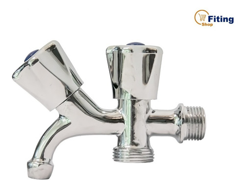 Imagen 3 de 8 de Canilla Doble Cromada Metal Para Lavarropas Lavavajillas Fiting Shop