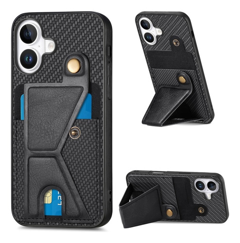 Capa Antichoque Com Suporte Em K Para iPhone, Com Cartão