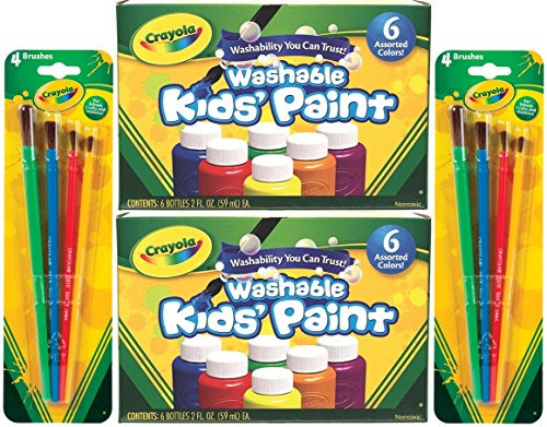 Crayola Pintura Lavable Para Niños, 6 Colores Surtidos, 2 On