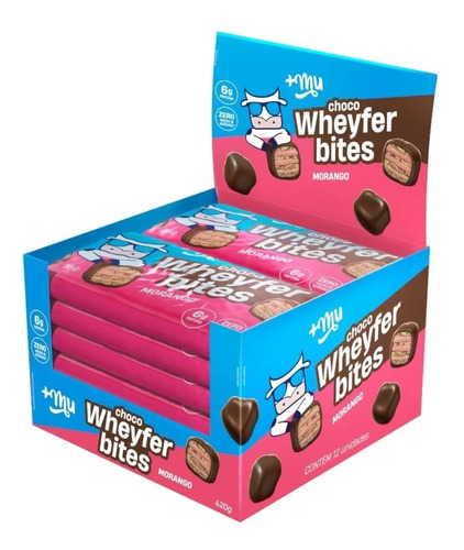 Choco Wheyfer Bites Sabor Morango 35g Kit 12un Mais Mu