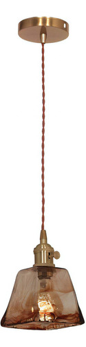 Lampara Colgante Lalu Vidrio Ámbar 10cm E27 Led Con Perilla