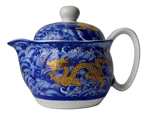 Yxhupot Tetera Azul Porcelana China 12 Oz Dragon Acero Inox