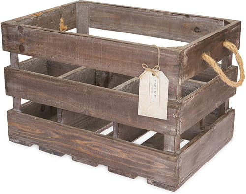 Twine Farm House Decor - Botellero Rustico De Madera Para 6