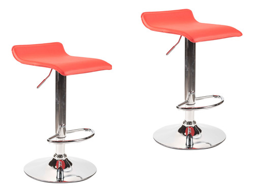 Combo X2 Banquetas Cromadas Con Suspensión Cromado Rojo