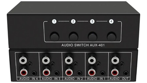 Switch Splitter Audio 4 Entradas 1 Salida Rca + 3.5mm