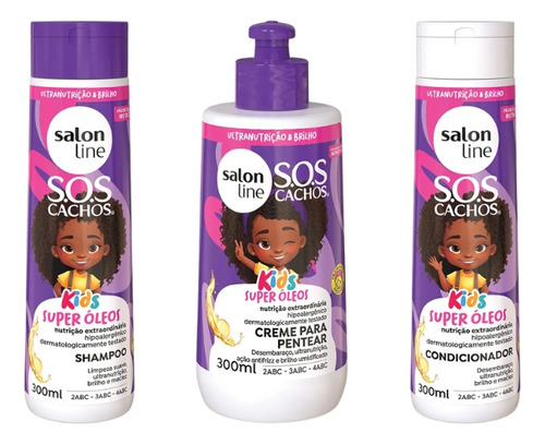 Kit Salon Line Sos Kids Super Oleos Shampoo+cond+creme