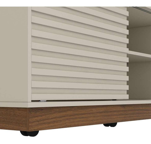 Rack New Blumenau Para Tv De Até 70 Polegadas Línea Brasil Cor Off White com Nogueira