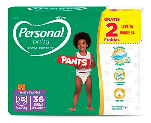 Fralda Personal Baby Pants Total Protect Xxg Com 36 Un