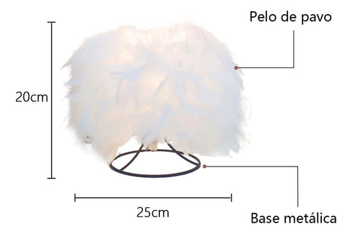 Lámpara De Escritorio Led Plumas Para Dormitorio Decoración Estructura Blanco Pantalla Blanco
