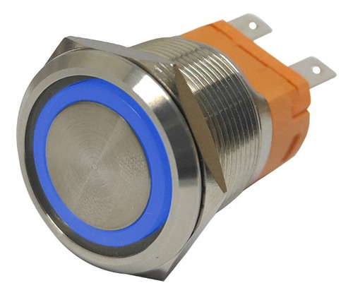 Pulsador De Metal Boton Led Azul 22mm 20 Amper Sin Retencion