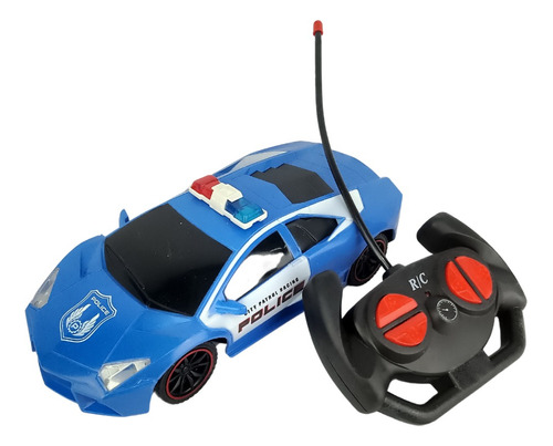 Carrinho De Controle Remoto De Policia Infantil Brinquedo Cor Azul