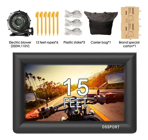 Dssport Pantalla Cine Inflable Negra 15 Pie Para Exterior