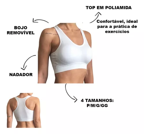 Kit 2 Top Academia Feminino Fitness Nadador Com Bojo Cropped