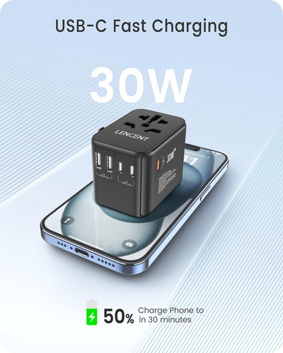 Lencent Adaptador Universal De Viaje Cargador Universal Con