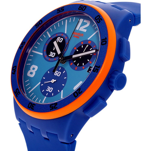 Reloj Swatch Para Hombre Susn413 Azul Correa De Goma Suizo