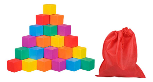 Cubos De Madera Sólidos De Colores, Juguete 3 Cm 50 Piezas