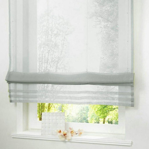 Cortinas En Voile De Poliéster Material Gris-120 × 155cm
