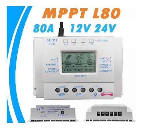 Controlador De Carga Para Painel Solar 80a Mppt 12e24v