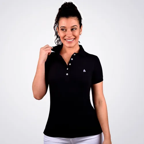 Camisa polo feminina best sale preta