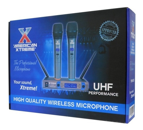 Imagen 2 de 7 de Micrófono Inalambrico Doble Uhf 40m American Xtreme