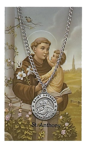 Medalla Redonda De San Antonio Con Tarjeta De Oración